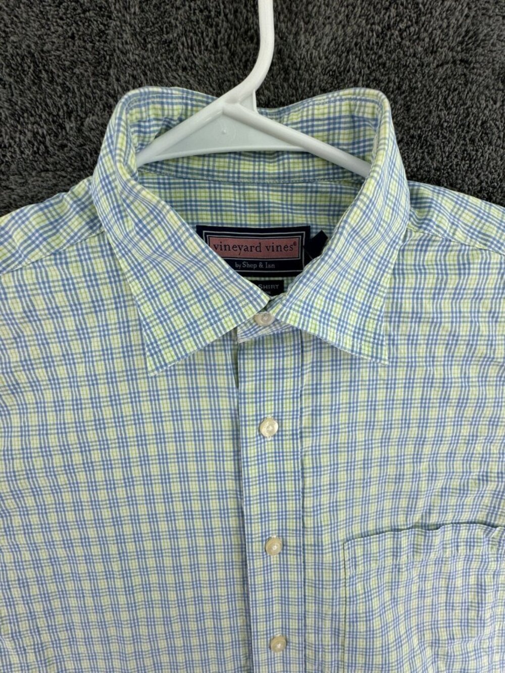 Vineyard Vines Long Sleeve Button Up Shirt Men’s Green Blue Plaid Burgee Medium